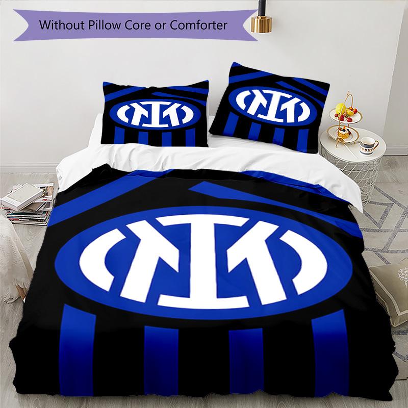 FC. Set Copripiumino con Fantasia Stampata Internazionale Milano – include 1 copripiumino e 2 federe coordinate Decorazione per la camera da letto Regali di Natale