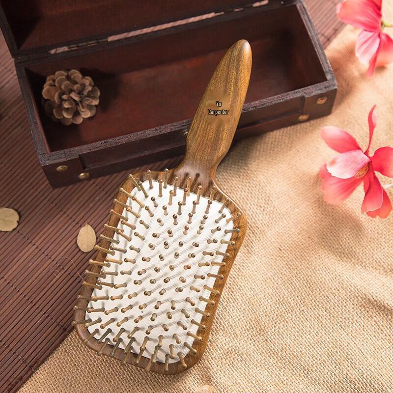 Tan Mujiang Lacquer Art Air Cushion Massage Comb Gift Set