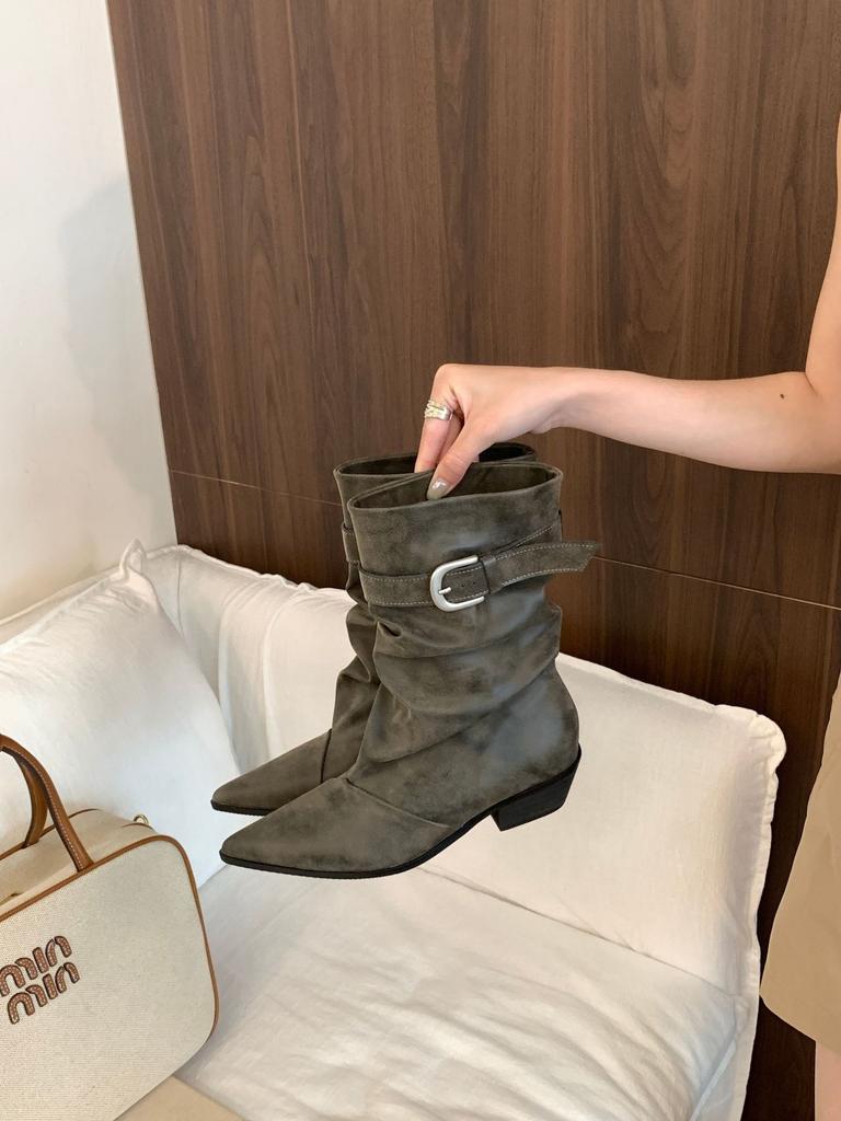 Western knight women's boots autumn and winter women's shoes niche light luxury retro boots