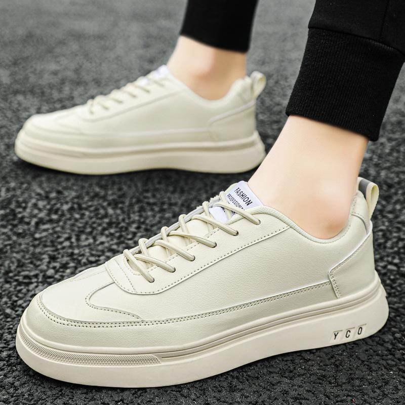 Large size men's shoes summer casual flat white shoes new breathable low top thick baseplate shoes youth fashion trendy shoes
