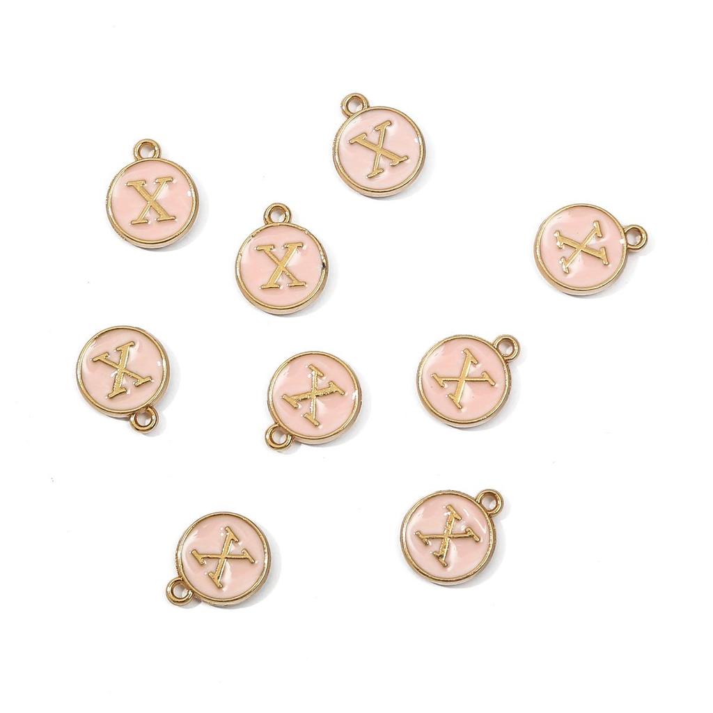 10Pcs 12x2.5mm Alphabet Double Face Charms Pendant Beads for Jewelry DIY Findings