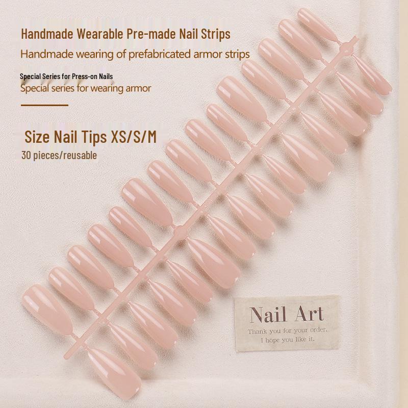 Trendy Nude Glitter Press-On Nails - Autumn/Winter High-End Nail Art for Stylish Wearable Tips