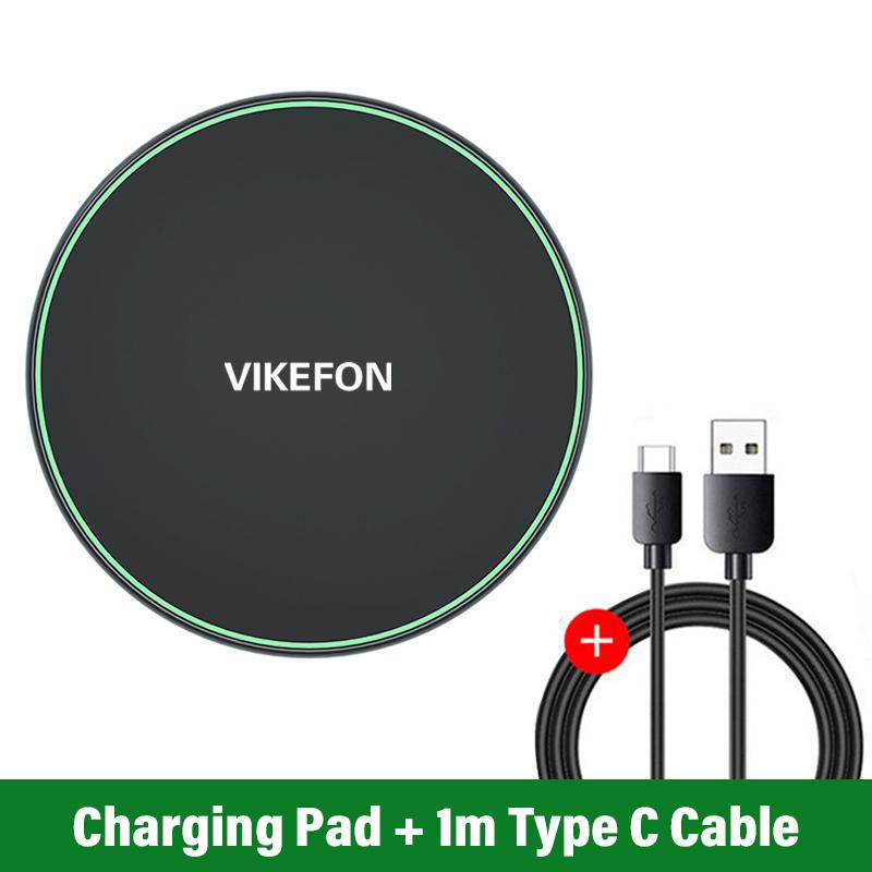 Wireless Charger Pad Stand Desktop Ultra-thin Mobile Phone Fast Charging Dock Station For iPhone 15 14 13 12 Samsung Note Xiaomi