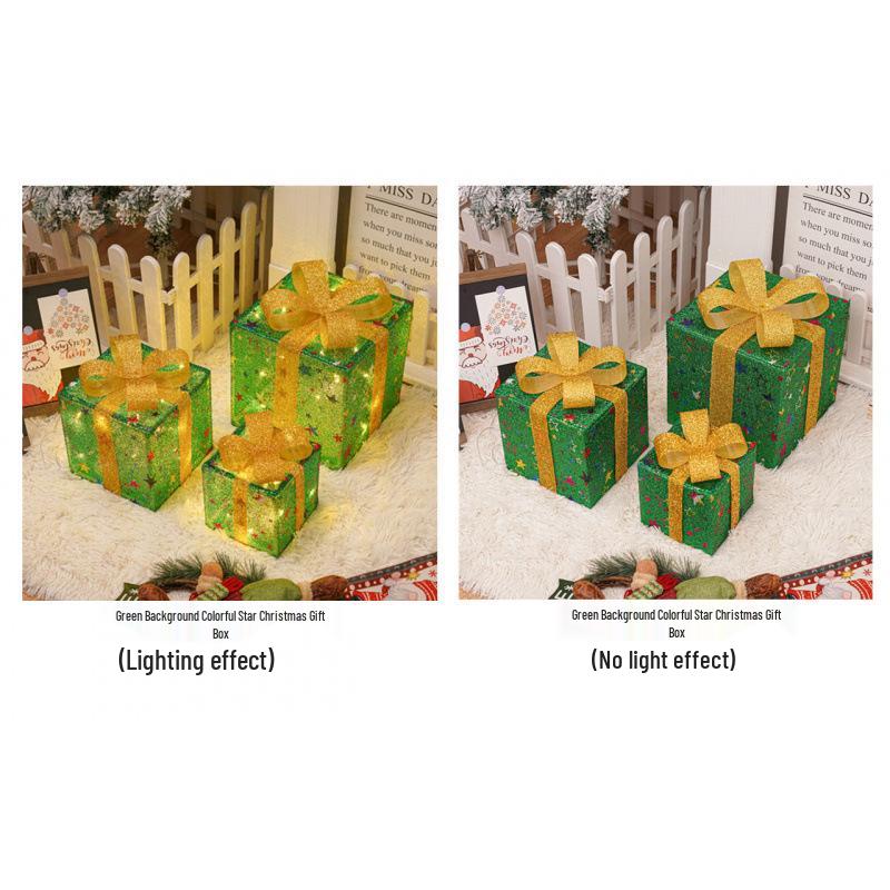 Cross-Border Christmas Luminous Gift Box Set: Outdoor Decorative Lights for Courtyard & Mall Display