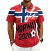 Men's World Tournament Series Casual Printed Polo Shirt Button Short Sleeve Top with Graphic Design for Sports and Leisure