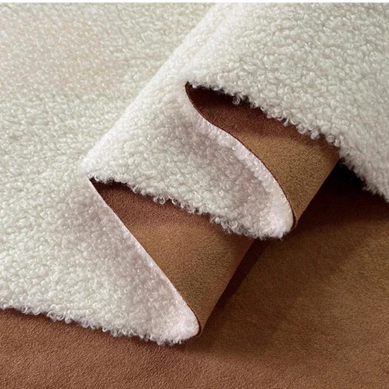 Tessuto Composito Suede e Lana d'Agnello Spesso 50x150cm Caldo per l'Inverno Cappotto Abbigliamento da Motociclista Giacca a Vento Tessuto alla Moda per Cucito