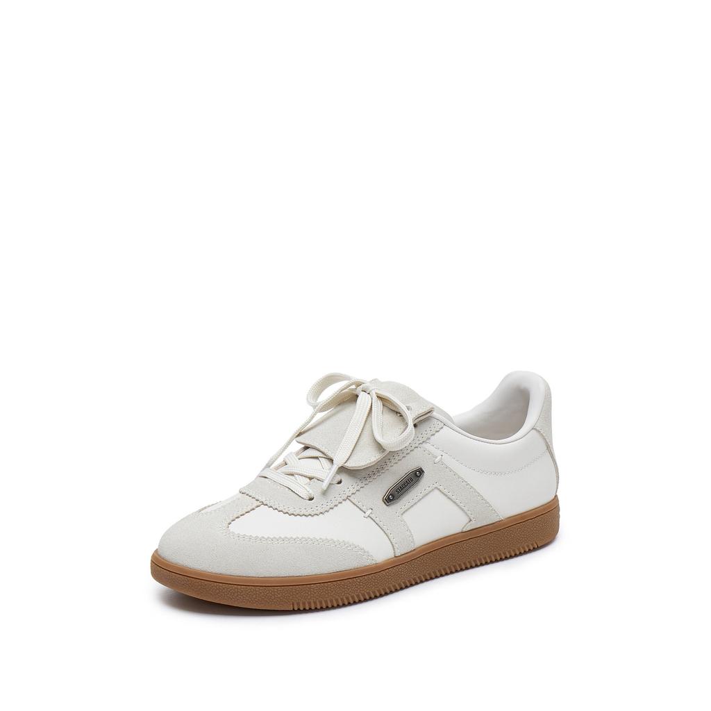 Yang Mi stejné retro červené měkké podrážky silné podrážky německé tréninkové boty dámské kulatá špička síťovina prodyšné všestranné ležérní sportovní boty