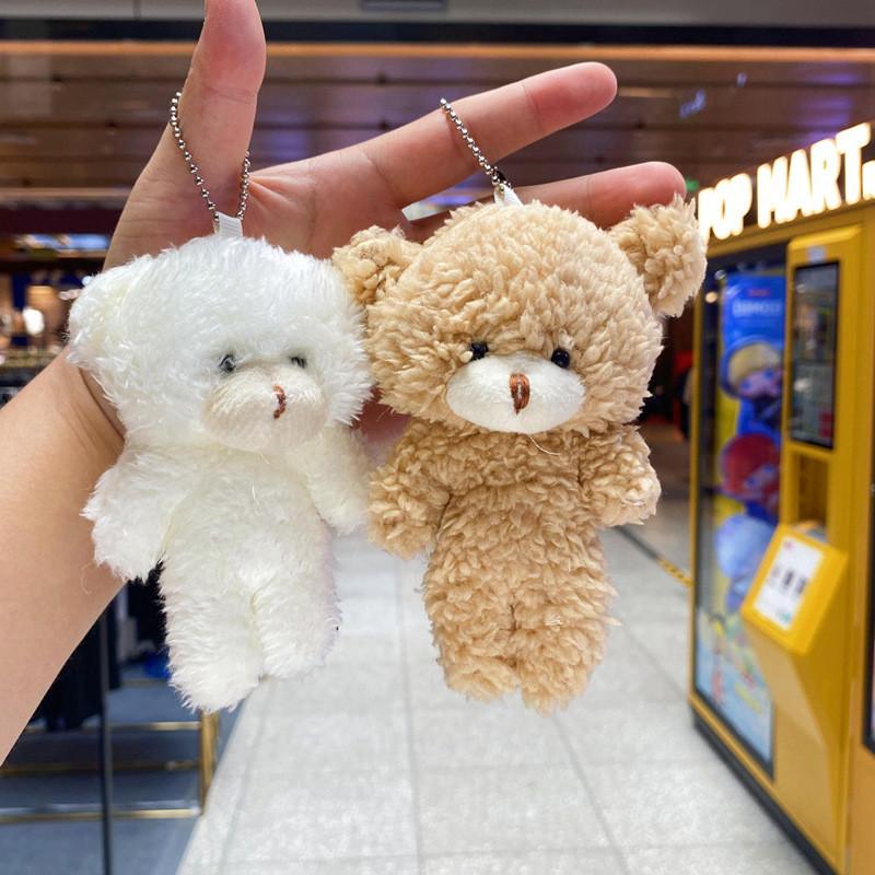 Plush Teddy Bear Keychain With Silver And Gold Key Rings For Bag Charm Collectors