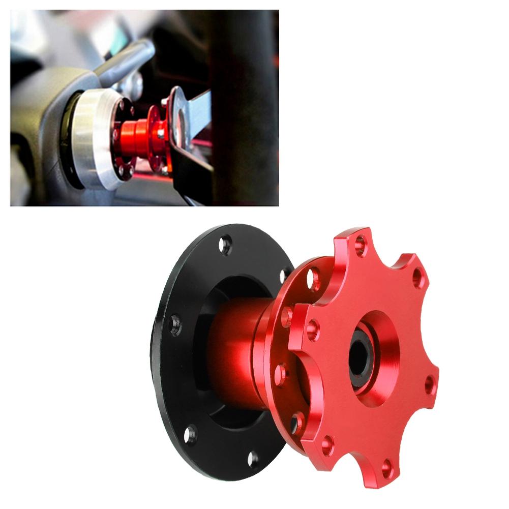 Car Steering Wheel Hub Quick Release Adapter Snap Off Kit with Screws(Red)