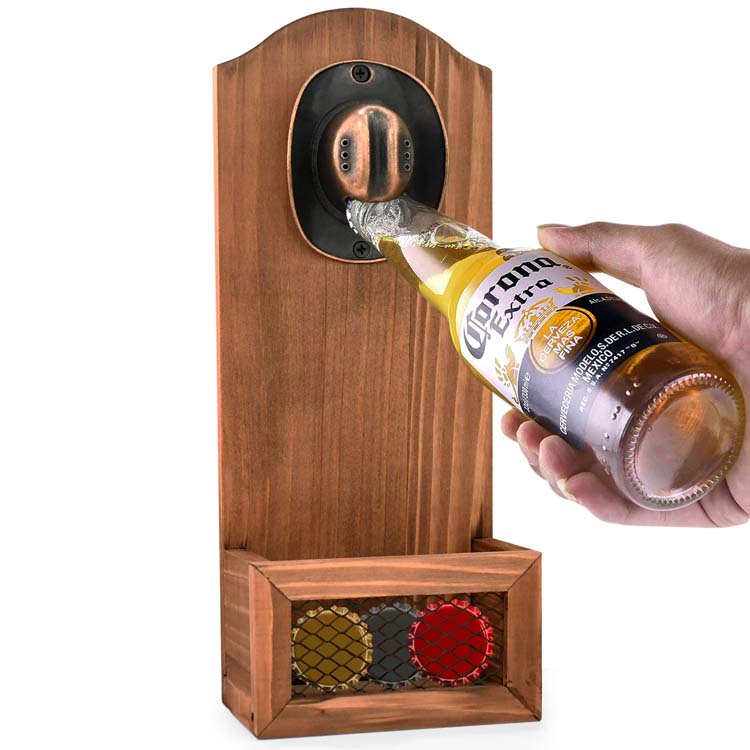 2023 Unique Wall Mounted Wooden Vintage Bottle Opener with Cowboy Hat New Year Gift Ideas for Men