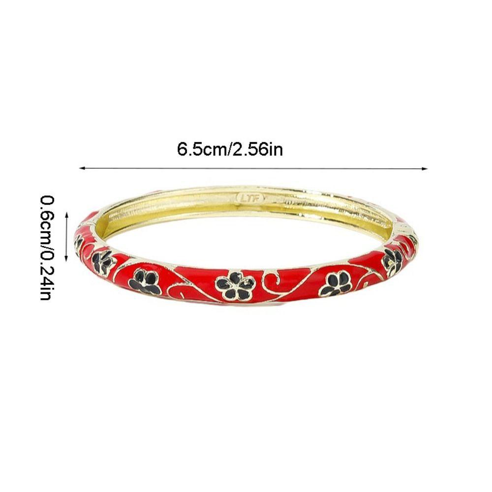 Enamel Flower Bangle Colorful Women's Hand Bracelet Vintage Cloisonne Bangle  Jewelry Gifts