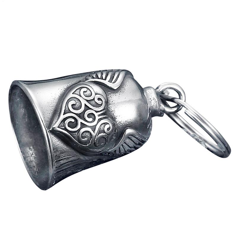 Motorcycle Riding Amulet Pendant Good Luck Heart Wing Riding Bell Retro Motorcycle Safety Jewelry Bell Decoration