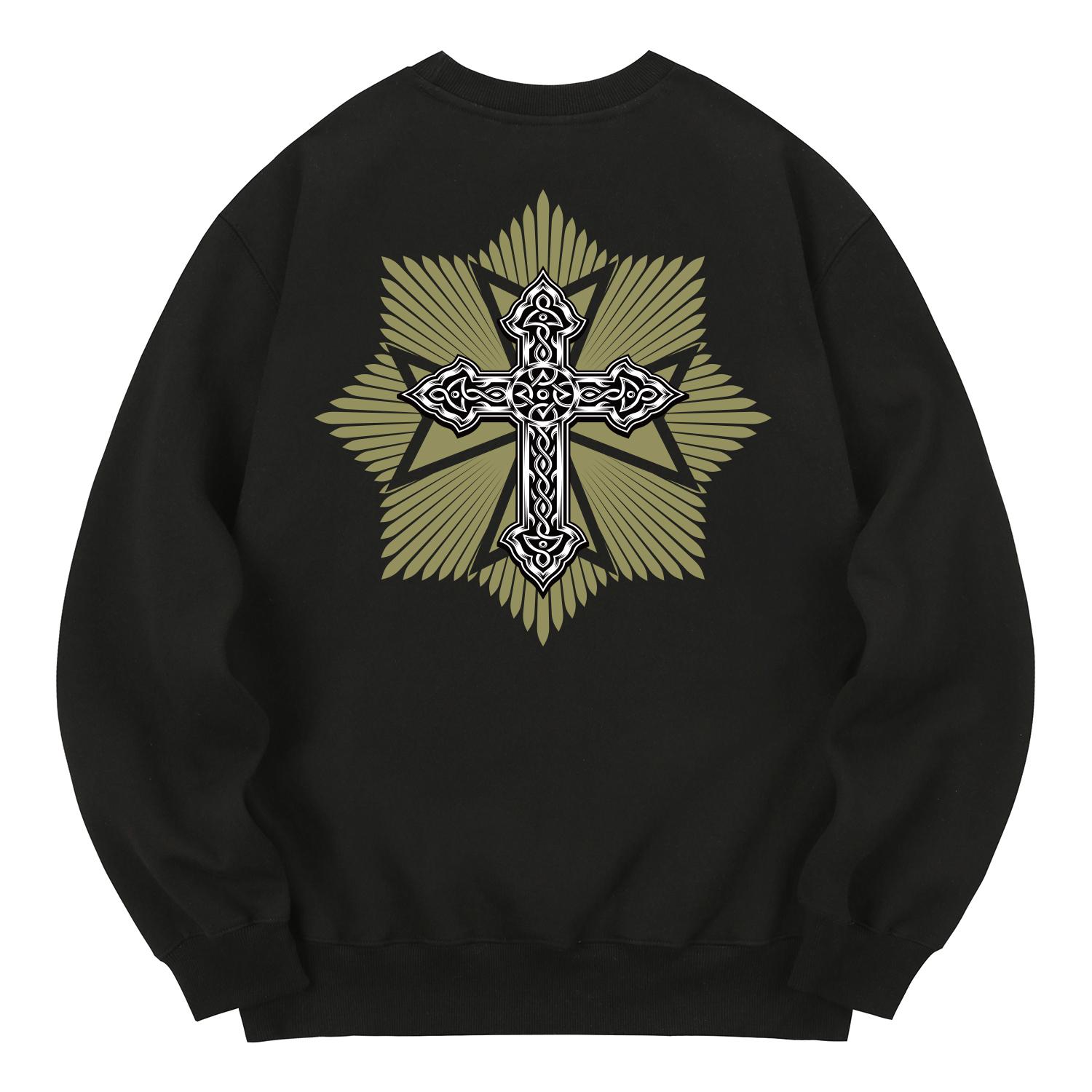 Khan 6312 Kmb0061 Толстовка с подкладкой из флиса Cross God - Черный Xl
