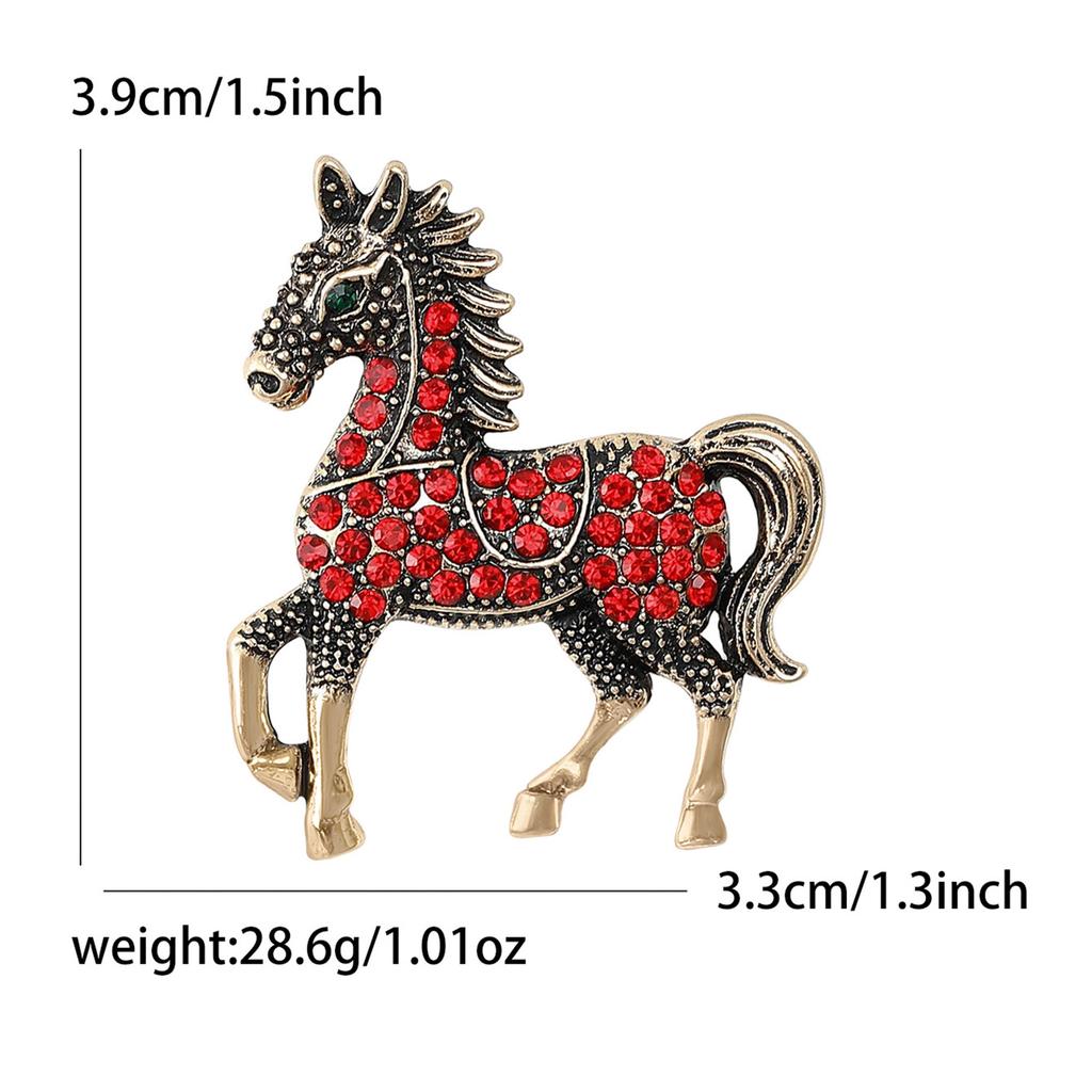 Vintage Rhinestone Horse Brooch for Women Animal Banquets Pins Party Accessories