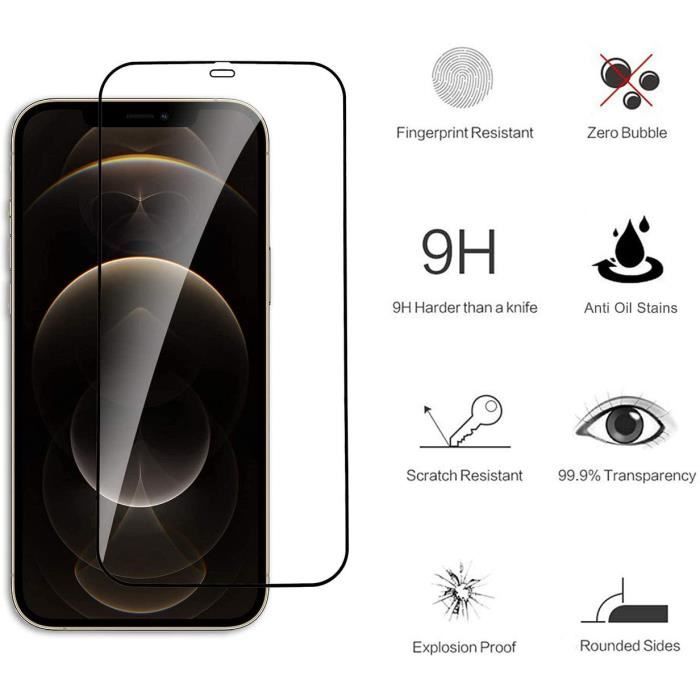 E.F.Connection [4 pièces] Verre Trempé Intégral Pour iPhone 13 Pro Max (6,7") Protection d'Ecran
