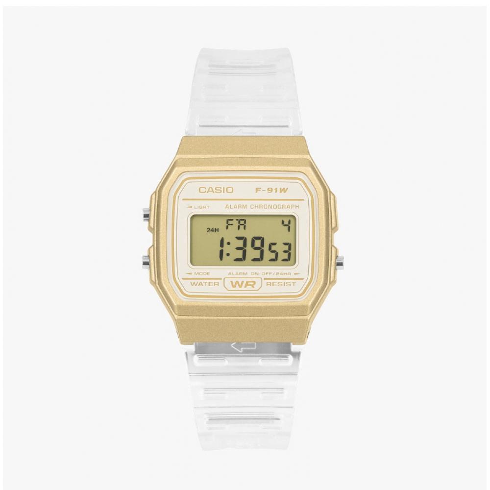 Casio Unisex Digital Square Vintage Retro Transparent Urethane Watch F 91ws 7a2
