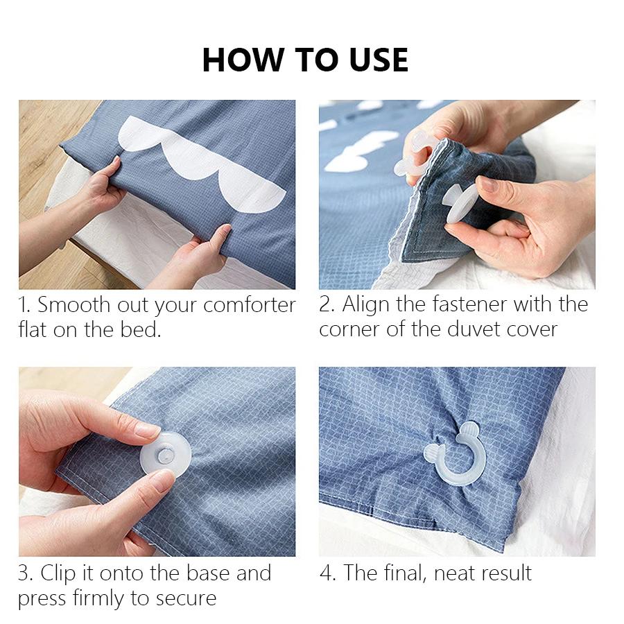 4Pcs Bed Sheet Straps, Duvet Cover Fastener Clip, Non-Slip Elastic Fitted Sheet Holders, No-Pin Safety Fastener Clips for Bed Sh