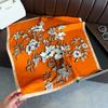 Orange Flower Dream Printed Silk Scarf Square Scarf Premium Shawl Sunscreen Neck Small Square Scarf Headscarf Ladies Scarf