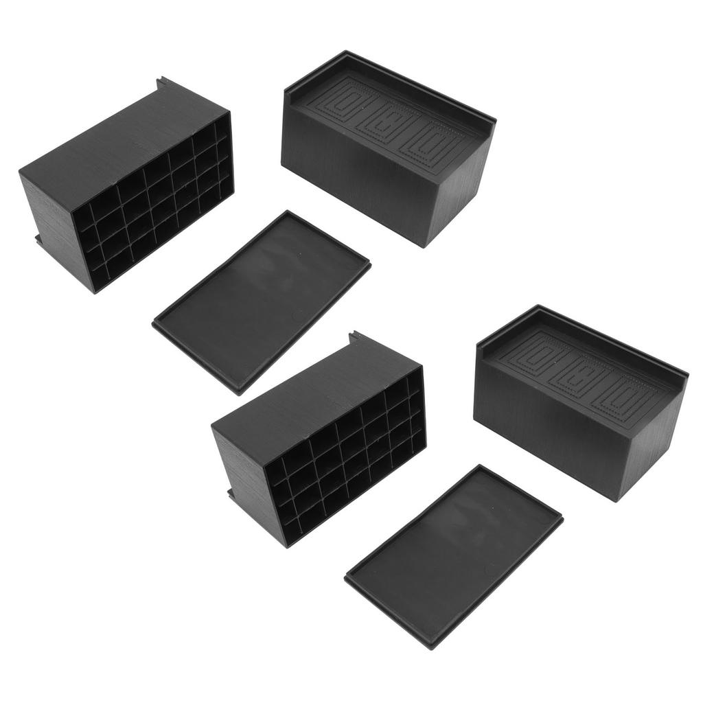 4pcs Furniture Riser Black Enlarged Widened Rectangle Rubber 3in Furniture Leg Mat for Home