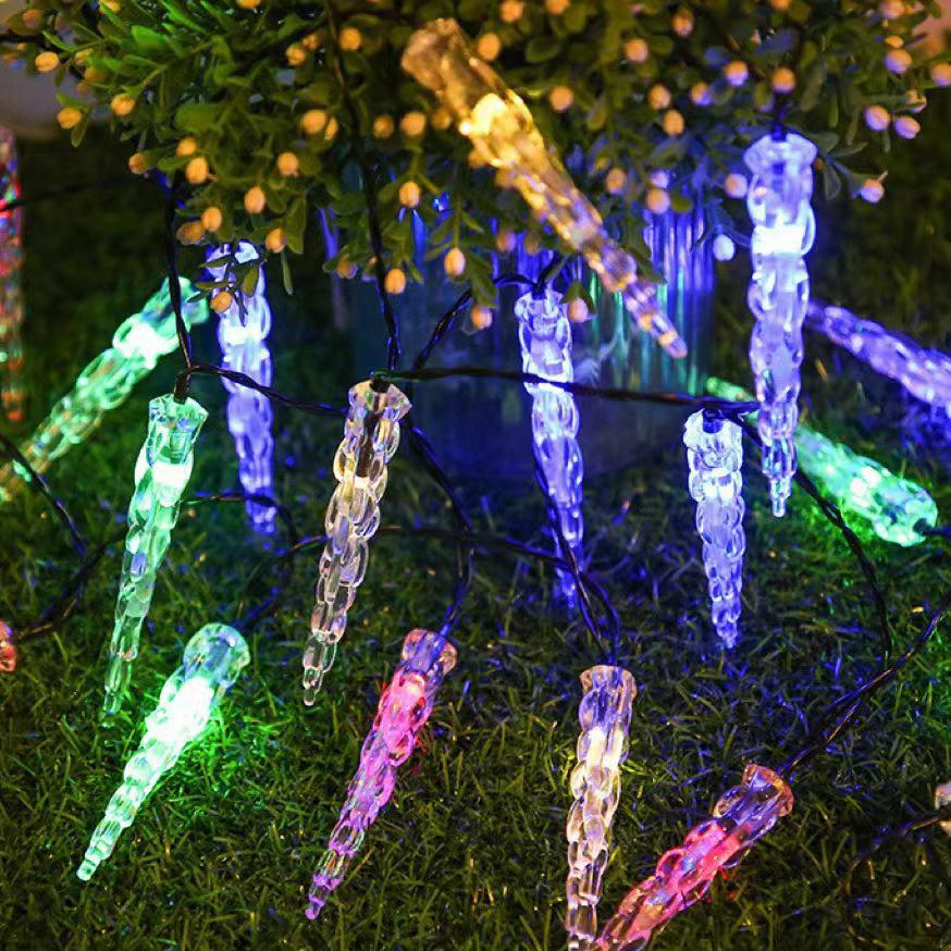 Solar LED Icicle String Lights - Waterproof Fairy Lights for Outdoor Patio & Camping, Christmas & Holiday Decor