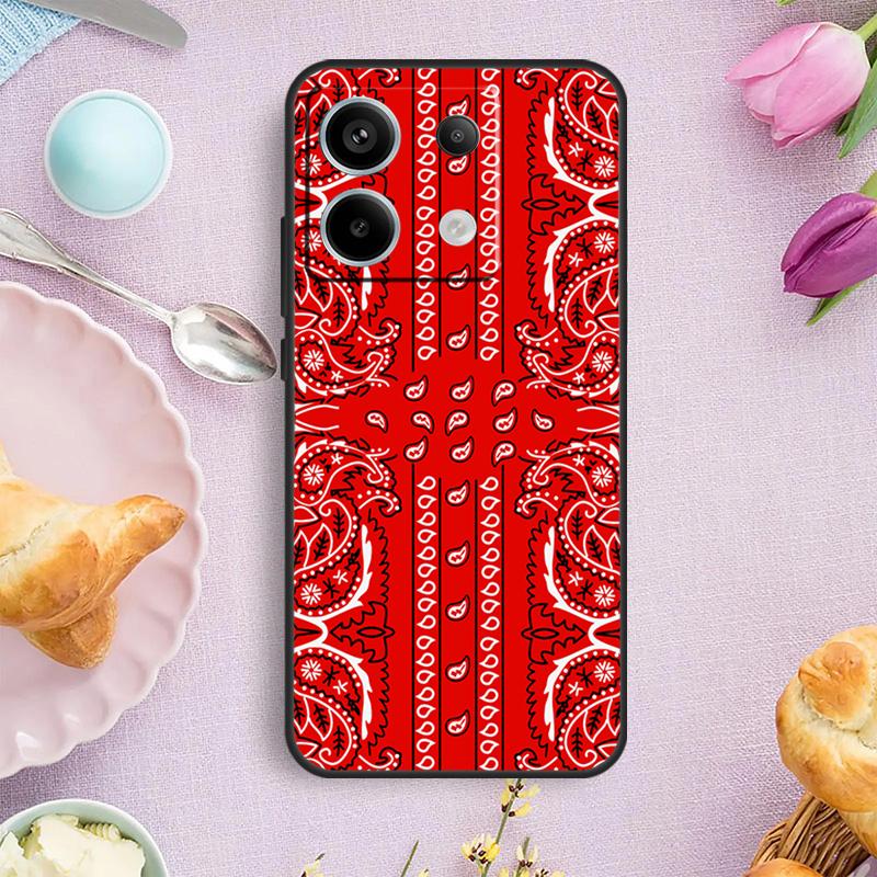 Rode Bandana Paisley Telefoonhoesje Voor Redmi Note 13 9 10 11 12 Pro Plus 10S 11S 12S Redmi 12 9C 10C 12C 13C Hoes