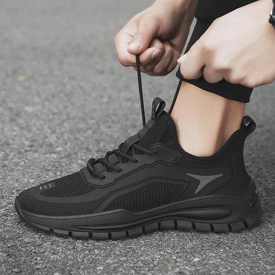 Męskie Czarne Sportowe Buty z Siateczki - Oddychające i Modne na Lato do Pracy i na Czas Wolny