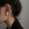 925 Silver Geometry Studs Earring for Women Splicing Korean Hip Hop Versatile Jewelry Gift