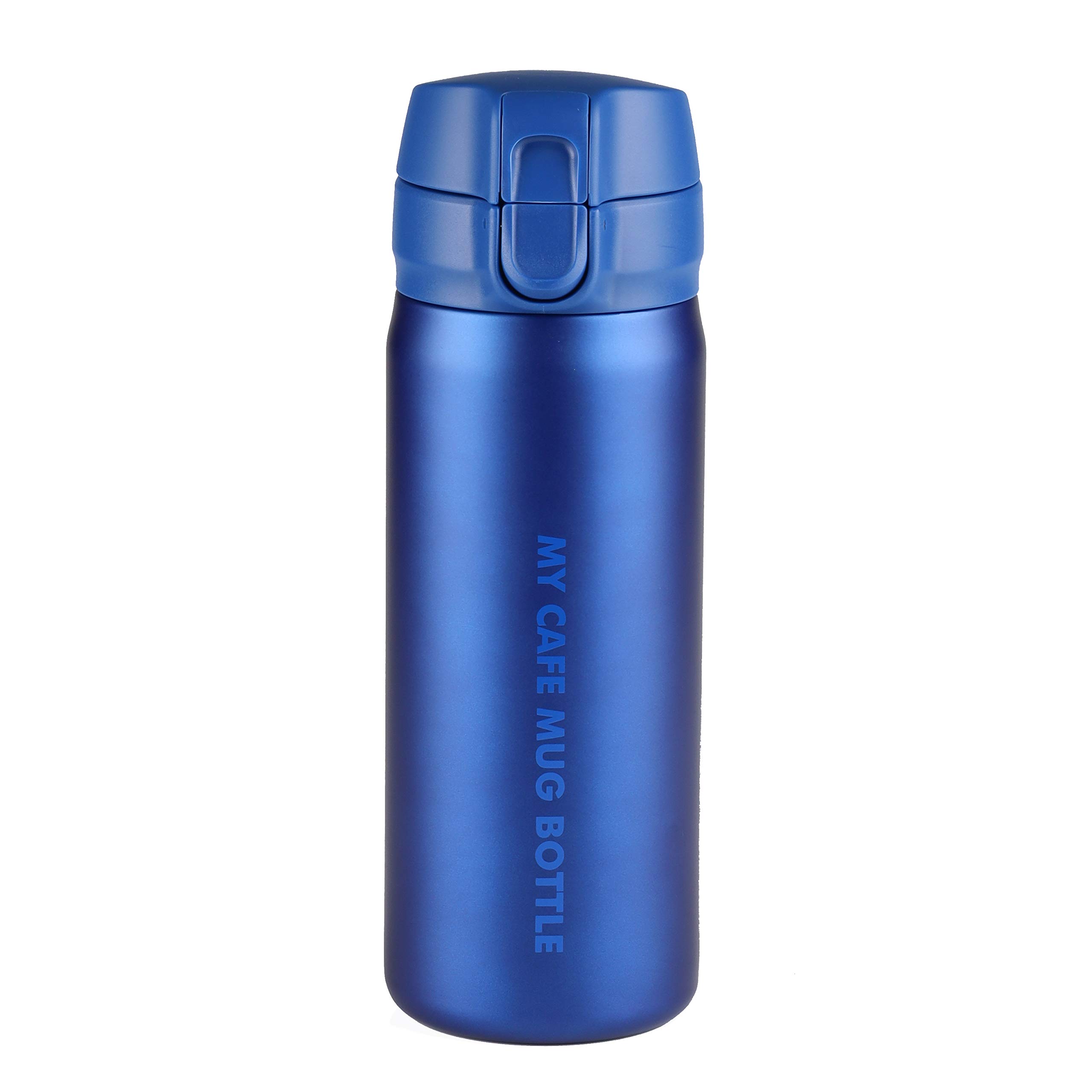 Pearl Metal Water Mug Slim Matte My Cafe Mug Bottle, Bottle, One-Touch Opening, 350ml, Insulated, Type, Blue, HB-4780