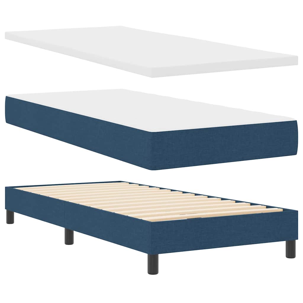 Box Spring Bed with Mattress and Headboard Blue 90 x 190 cm Fabric