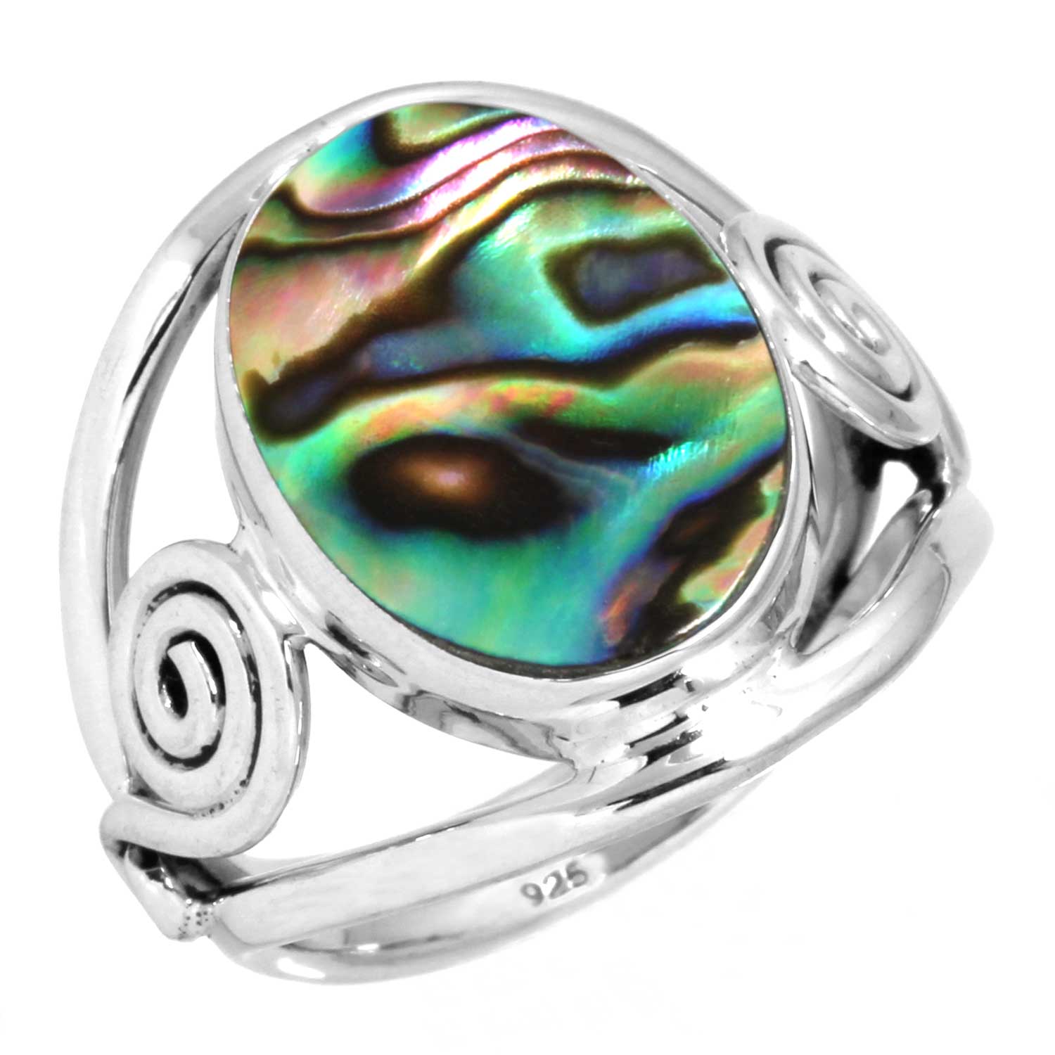 

Кольцо из стерлингового серебра 925 пробы Женское с драгоценным камнем Ручной работы Ювелирное изделие Пасхальный подарок Аквамариновый халцедон Раковина абалона Голубой солнечный камень Лабрадорит Пренит Винтаж 13