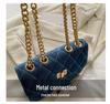 2024 Women's Versatile Denim Canvas Crossbody Bag with Diamond Chain