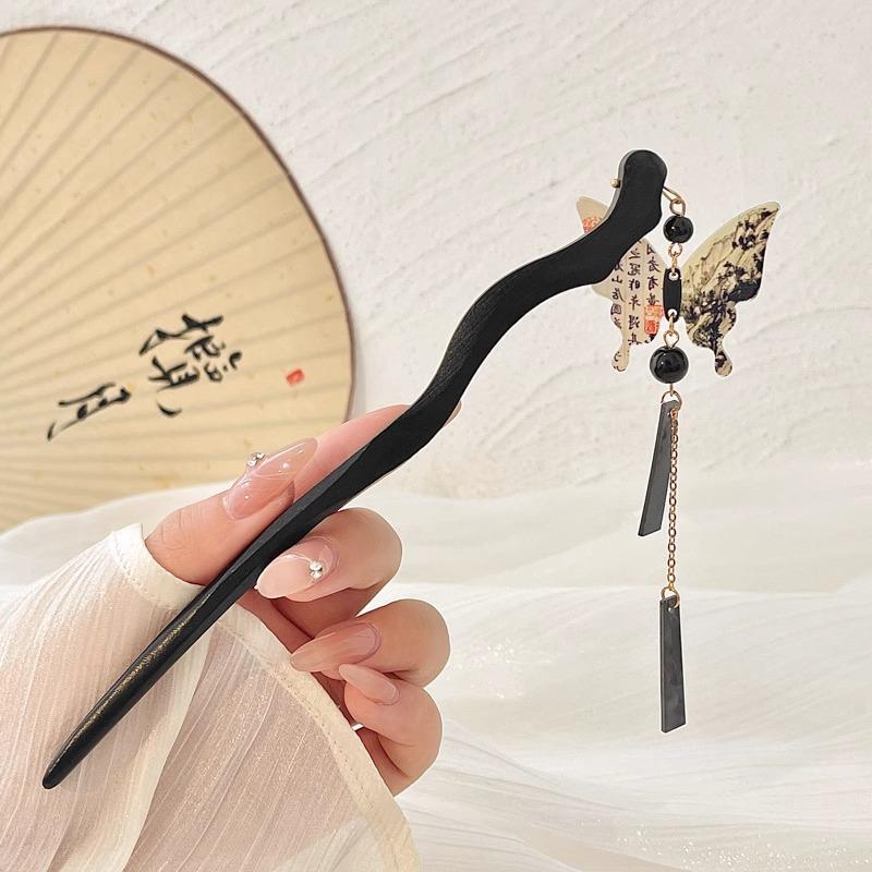 Traditional Sandalwood Hairpin for Chinese Cheongsam & Hanfu Updo