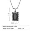 Square Black Stone Necklaces for Men, Retro Stainless Steel Minimalist Geometric Pendant Collar for Men Boys, with Box Chain