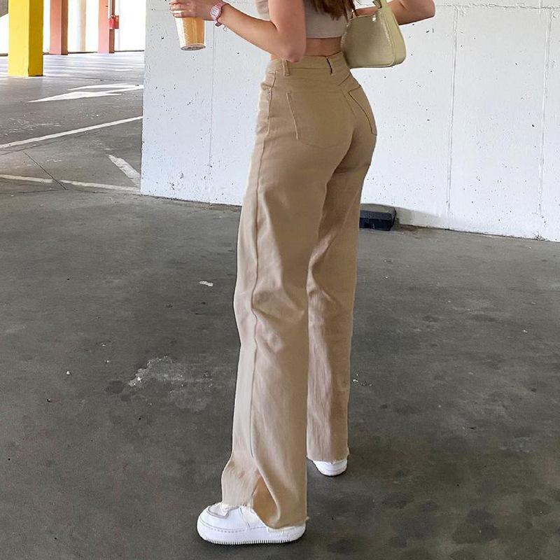 GMXIA Women's Fashion Casual Solid Color Print High Waist Pants & Capris