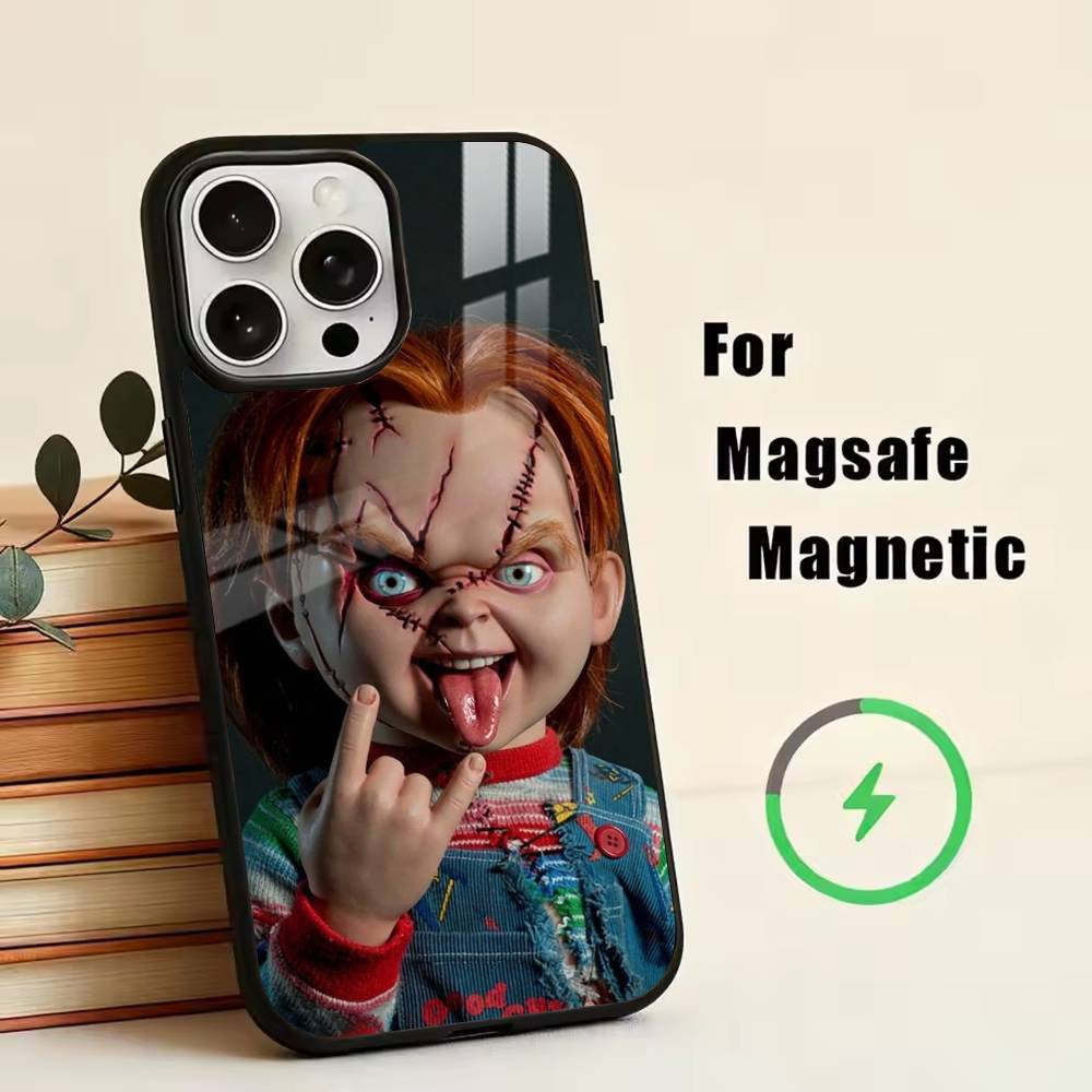 Chucky Scary Doll Phone Case For iPhone17,16,15,14,13,12,11 Plus,Pro Magnetic For Magsafe Wireless Charging