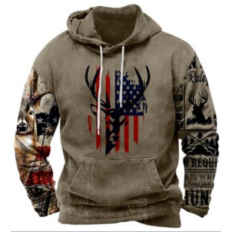 Mens Casual Fleece Hoodie 3D Print Sports Sweatshirt Loose Fit Youth
