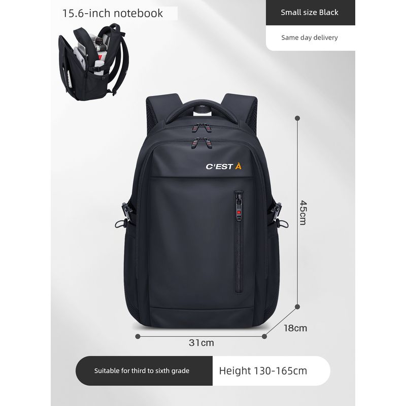 

Schoolbag Boys High School Students Large Capacity Minimalist Wind Waterproof Fashion Trendy K-style Strong and Durable Backpack Small size black [for grades 3-6]]