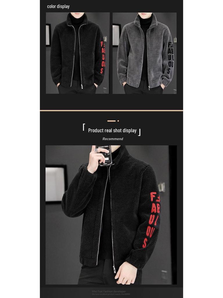 Men's 2025 Autumn/Winter Lambswool Leather Jacket: Stylish, Thick, and Warm