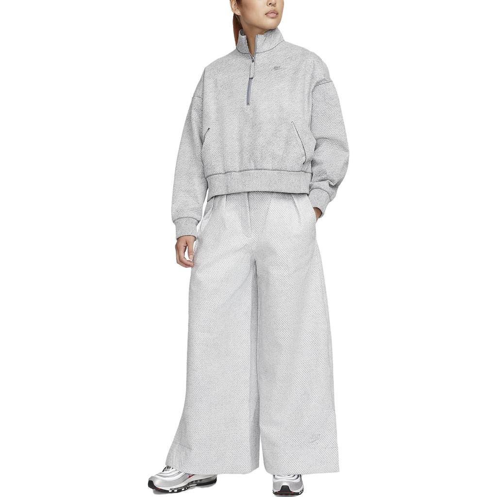 Nike Solid Color Elastic Waist Wide Leg Casual Pants Women bottoms White FB8362-084