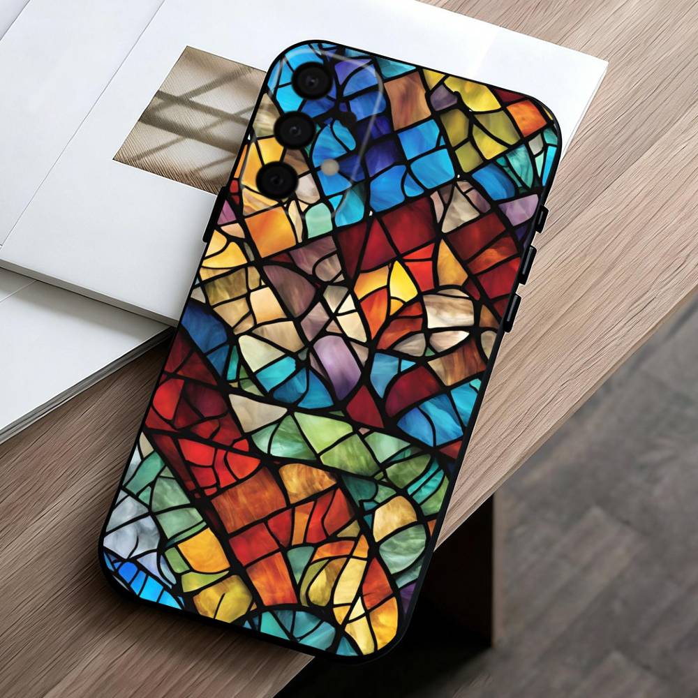 C-Colorful-L G-Glass-S Phone Case For Samsung Galaxy A73,A72,A71,A70,A53,A52,A51,Others Soft Black Cover