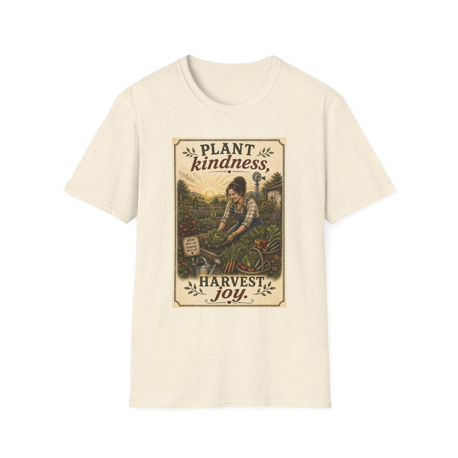 Plant Kindness gardening illustration T-Shirt | Harvest Joy farm vintage design 2XL
