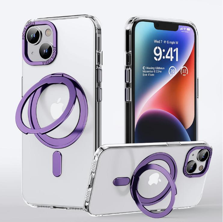 360° Rotating Stand Magnetic Case for IPhone 17 16 15 14 13 12 11 Pro Max Plus 17Air 16e Premium Metal Button Folding Bracket