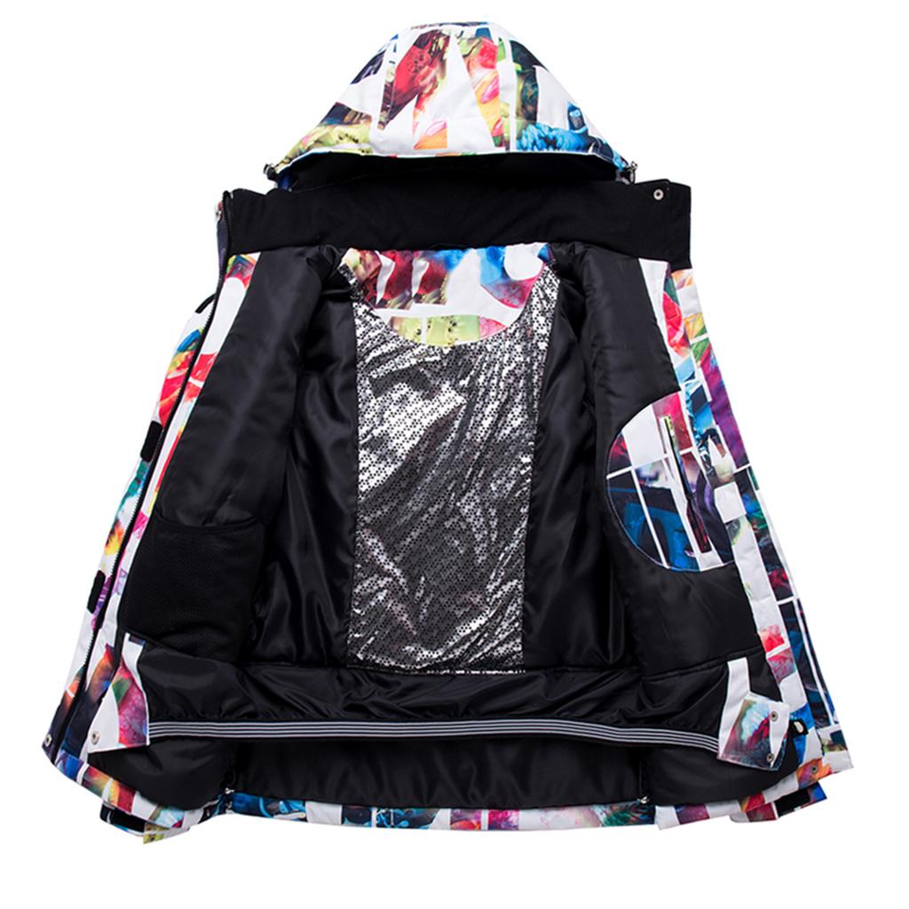 Lyžařský oblek Oblek Dámská snowboardová bunda Větruodolná, voděodolná a hřejivá Tlustý kabát