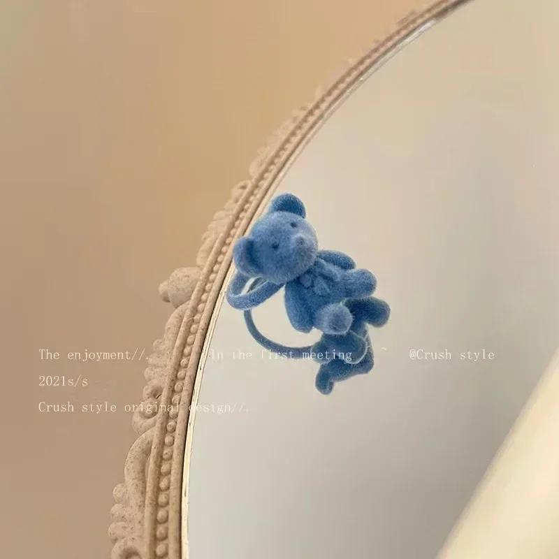 Cute Creative Gifts Plush Bear Opening Ring For Women Autumn Winter Sweet Cartoon Index Niche Design Adjustable Rings