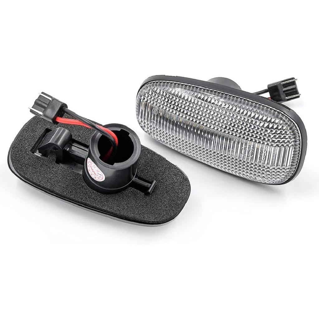 NJSBYL STS Clear Lens Side Marker Lamps Replacement for Cadilla.c STS 2005-2011 Driver Side/Passenger Side Fender Amber LED Turn Signal Lights Kits