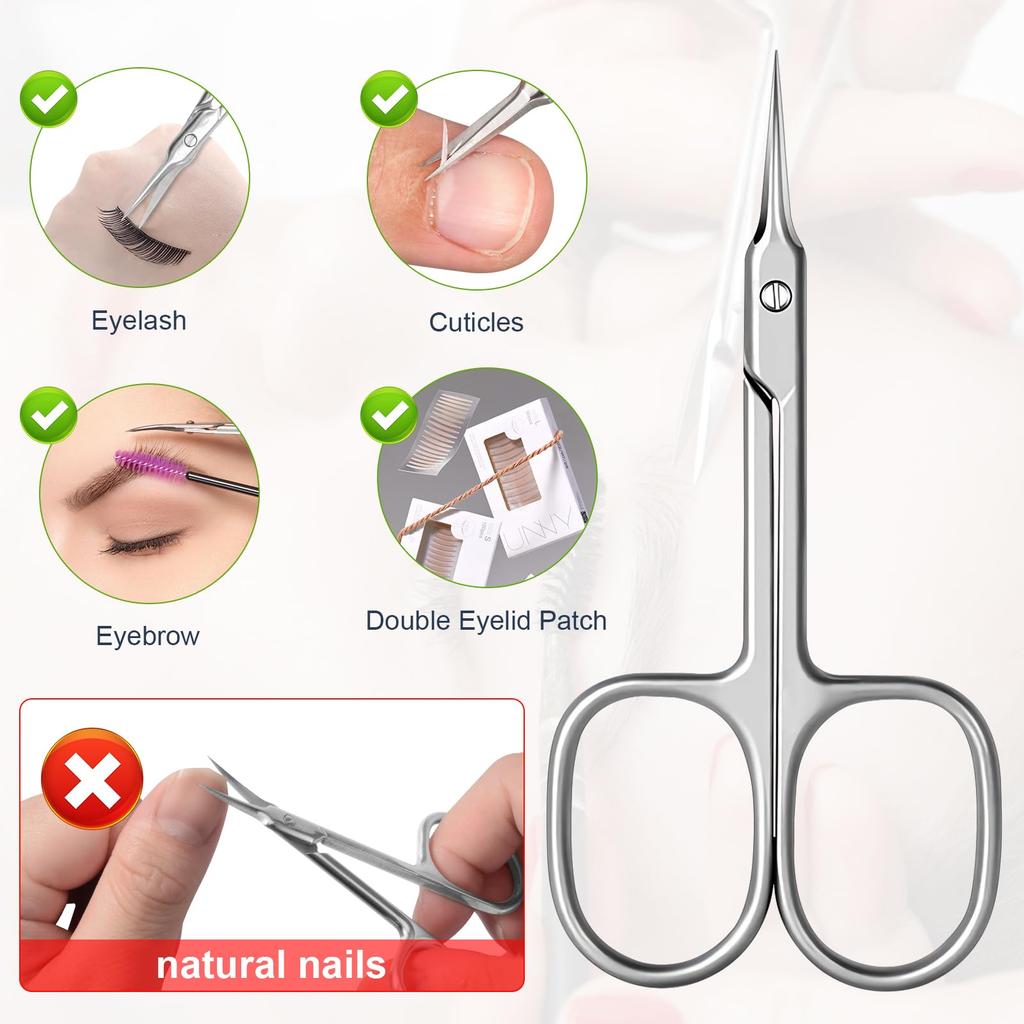 stainless steel cuticle scissors, multi-purpose small nail clipper blade nail and eyebrow, eyelash, nose hair trim