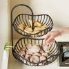 2-Tier Countertop Fruit Basket & Vegetable Storage Organizer | Metal Wire Kitchen Produce Stand for Garlic, Onions & Snacks