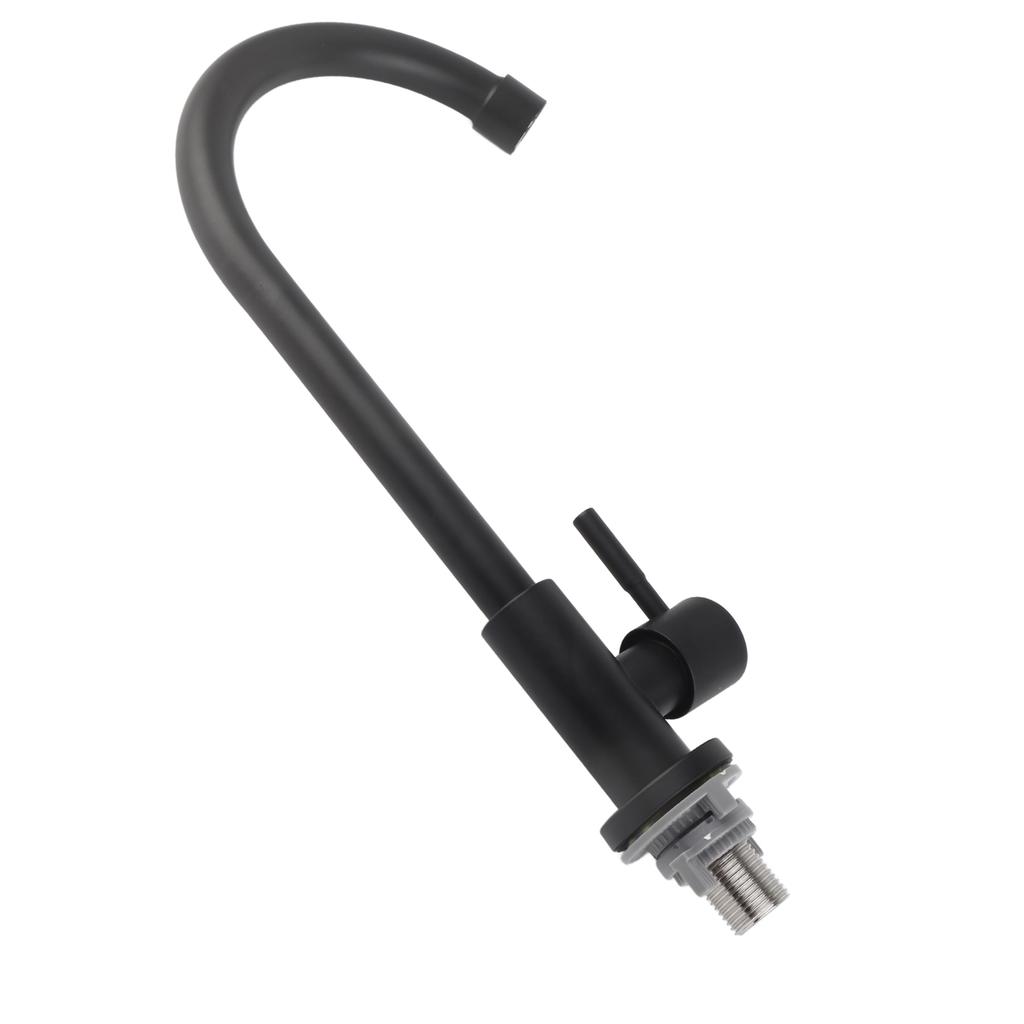 G1/2 Wasserhahn, 90 Grad drehbar, einzelner kalter, mattschwarzer Wasserhahn für Küchenspüle