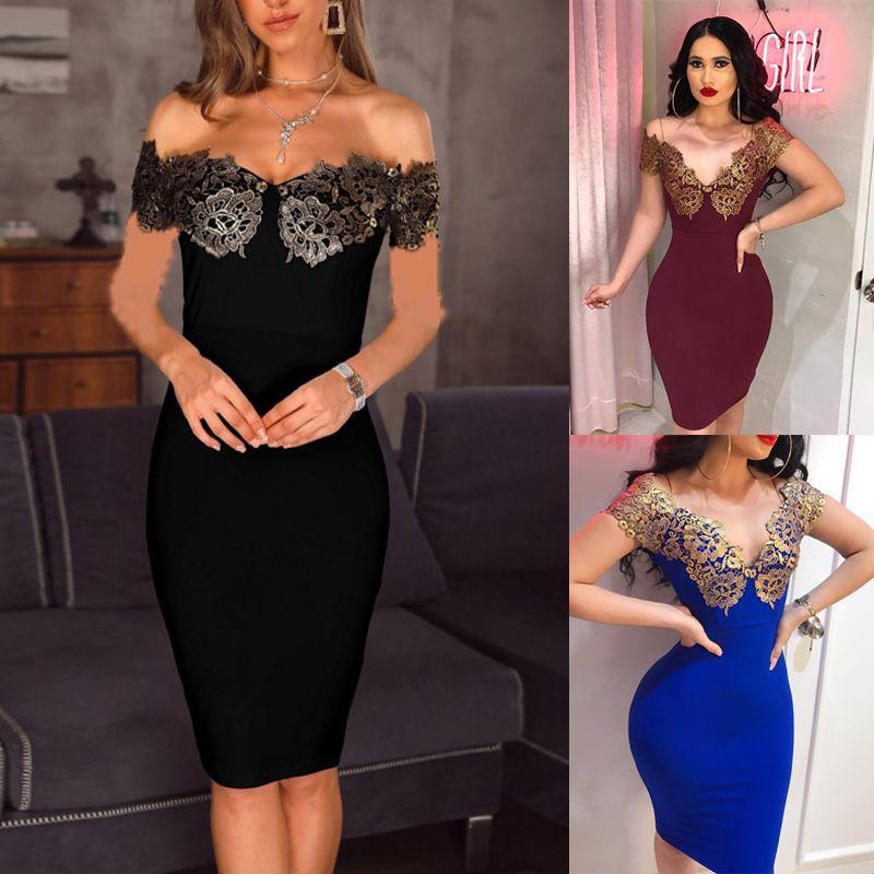 Stunning Women Off Shoulder Deep V-neck Bodycon Backless Mini Dress For Events