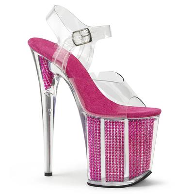 Scarpe da sposa da passerella con tacchi alti da 20 cm, stiletto da donna, in cristallo, argento, da principessa, da acqua, da spettacolo, YKC